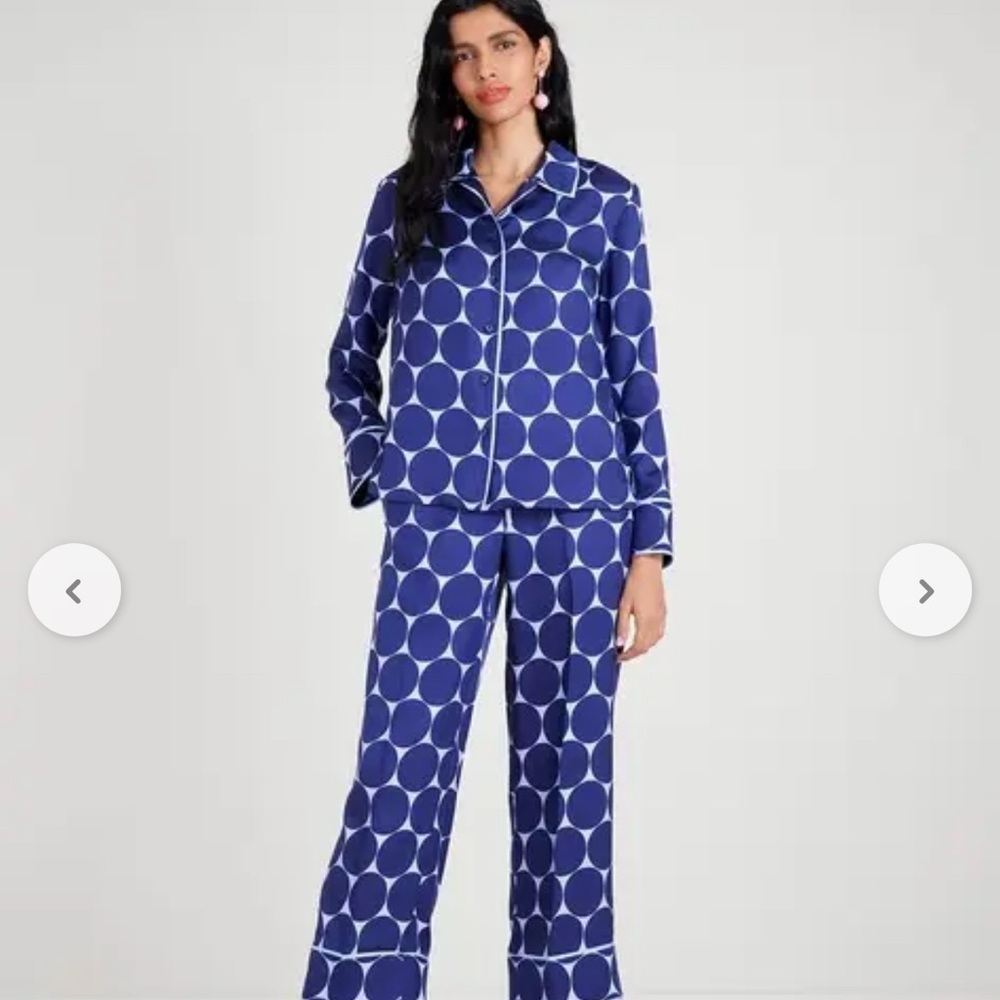 NEW ✨ Kate Spade Joy Dot Slim Fit Silk Twill Pajama Set ✨